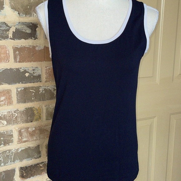 Jones of New York Sport Navy & White Contrast Trim Sleeveless Tank Size Small - Picture 4 of 13